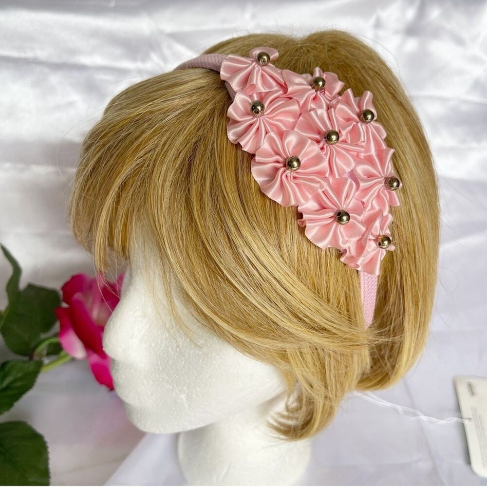 New Girls Pink Hairband head bands embellished handmade - Picture 14 of 16